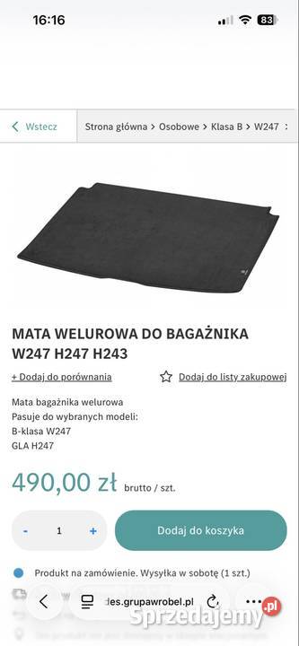 mata do bagażnika Mercedes B GLA Warszawa sprzedam