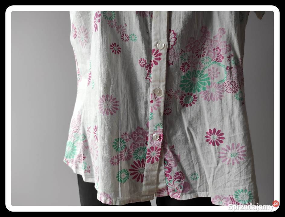Koszula lekka biała w kwiaty 42 XL mgiełka Bluzki i koszule Moda i Styl Płock