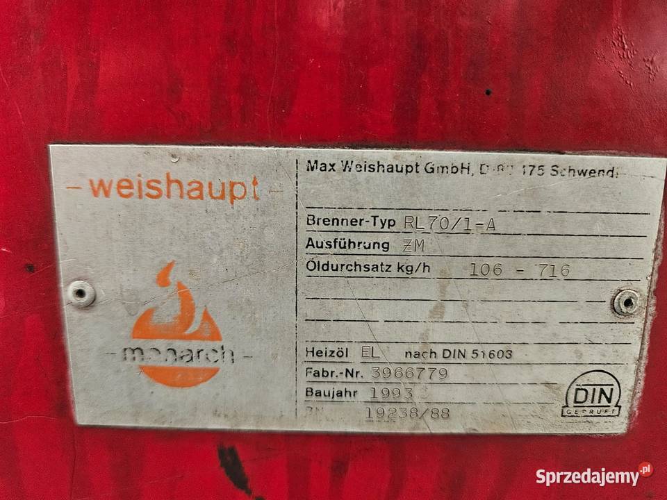 Palnik Weishaupt RL701A wielkopolskie Krotoszyn