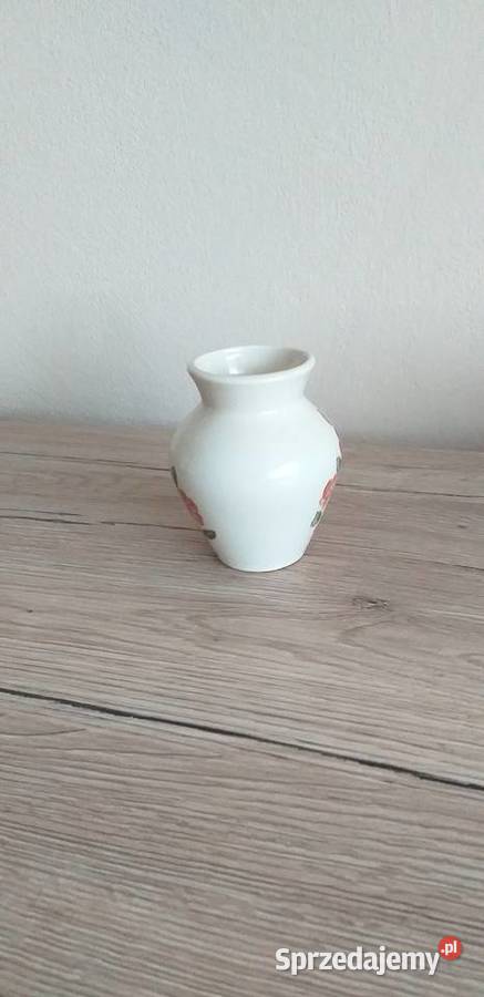 Biały ceramiczny wazonik prl łódzkie