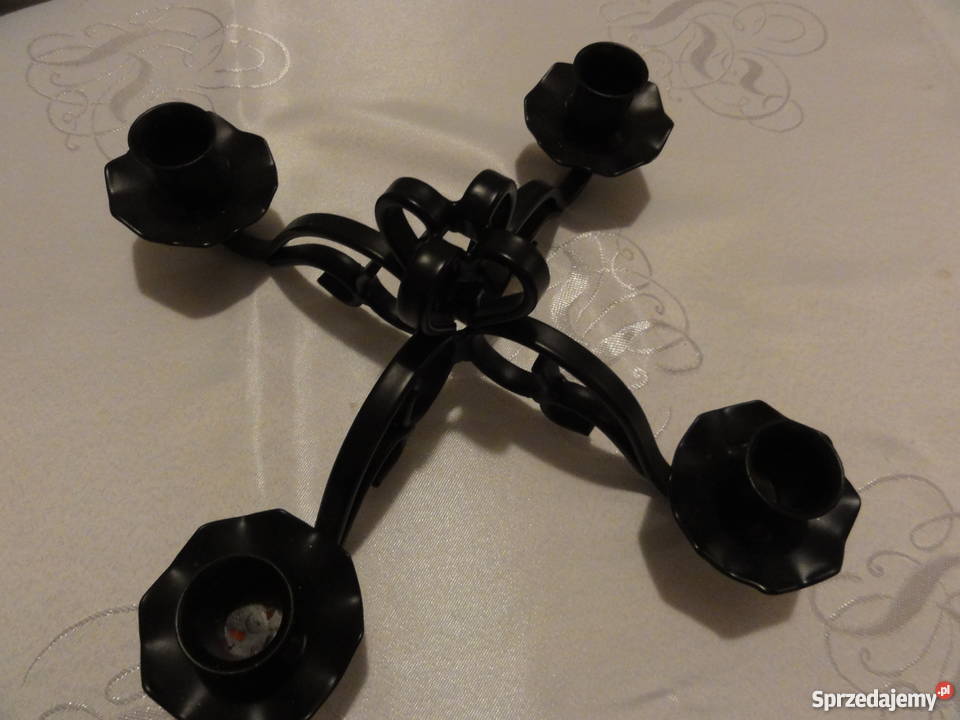 świecznik metalowy na cztery świece czarny nowy Szczecin