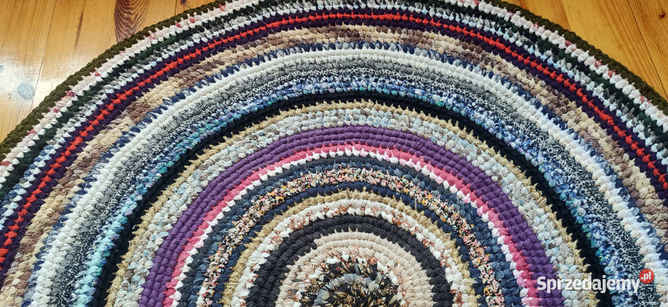 Dywan okrągły średnica 126 rękodzieło zero waste łódzkie Łódź sprzedam