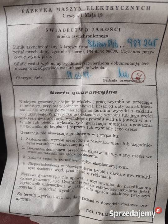 Sprzedam silniki elektryczne pierścieniowy