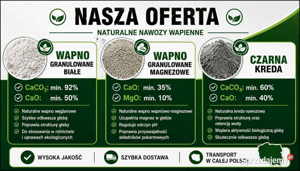 Wapno Granulowane Białe Magnezowe Czarna Kreda Biłgoraj