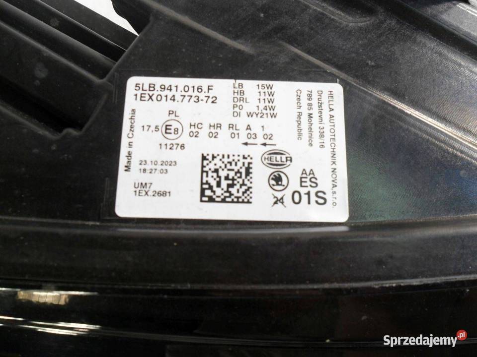 Reflektor Przód strona prawa Skoda Enyaq iV TS21 Nowy Tomyśl