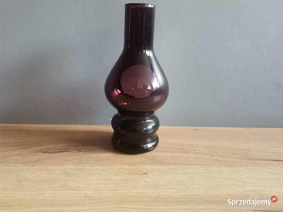 Stara fioletowa szklana lampka PRL Porcelana i szkło Siemianowice Śląskie
