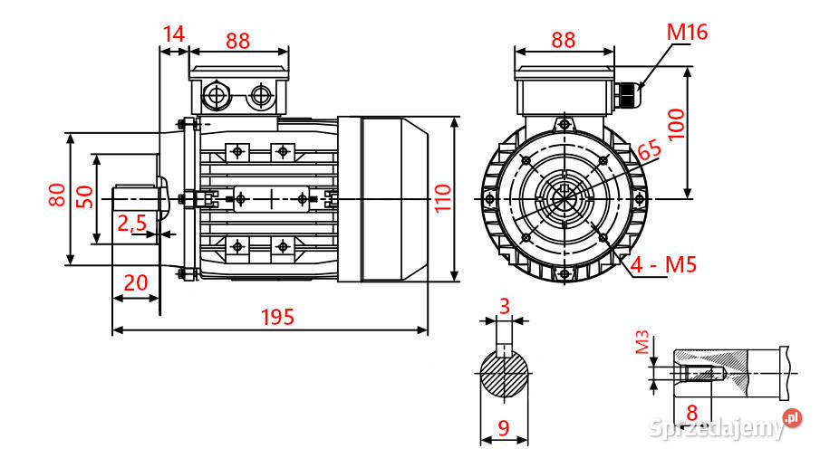 SILNIK ELEKTRYCZNY 012kW 230400V 1360obr 3FAZOWY Solec Kujawski