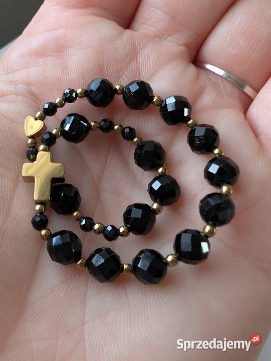 Bransoletka różaniec kamienie czarny turmalin Bydgoszcz