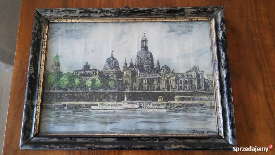 pejzaż obrazek obraz akwarela poniemiecki antyk Gdańsk sprzedam