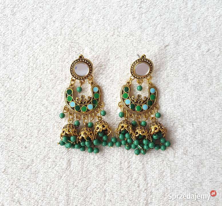 Kolczyki indyjskie jhumka boho hippie etno złoty Szczecin