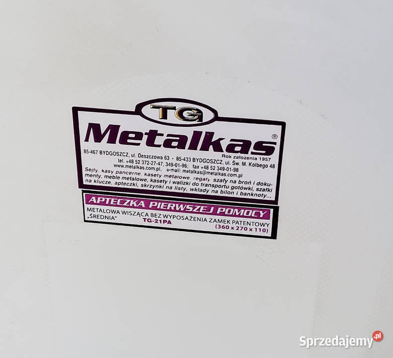 Apteczka metalowa Metalkas TG21PA Pozostałe śląskie Częstochowa sprzedam