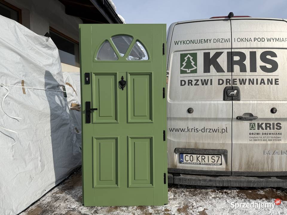 Drzwi zewnętrzne drewniane OD RĘKI Angielskie zielone cała Polska