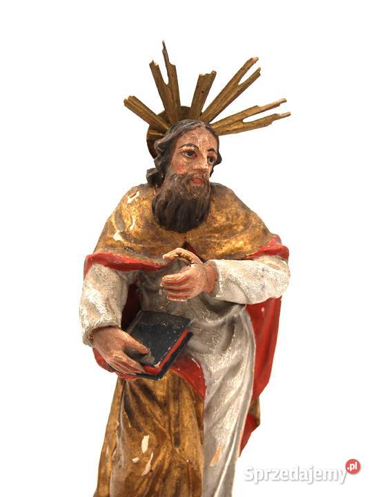 Święty z księgą rzeźba drewniana XIX w Poznań sprzedam