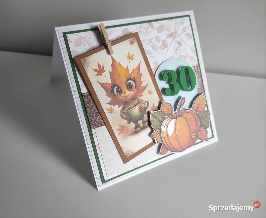 Kartka urodzinowa ręcznie robiona jesienna sprzedam