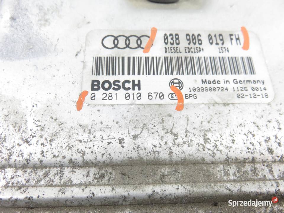 STEROWNIK AUDI A3 8L1 19 TDI AXR 038906019FH osobowe
