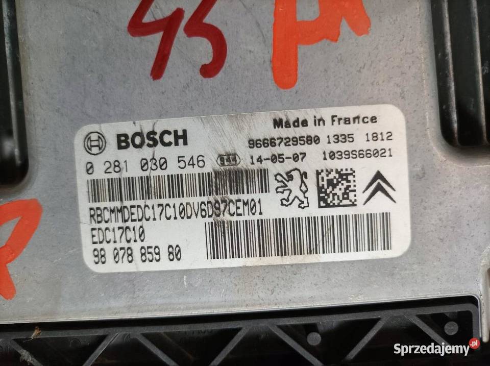 STEROWNIK SILNIKA 0281030546 9807885980 16 HDI Rok produkcji 2014