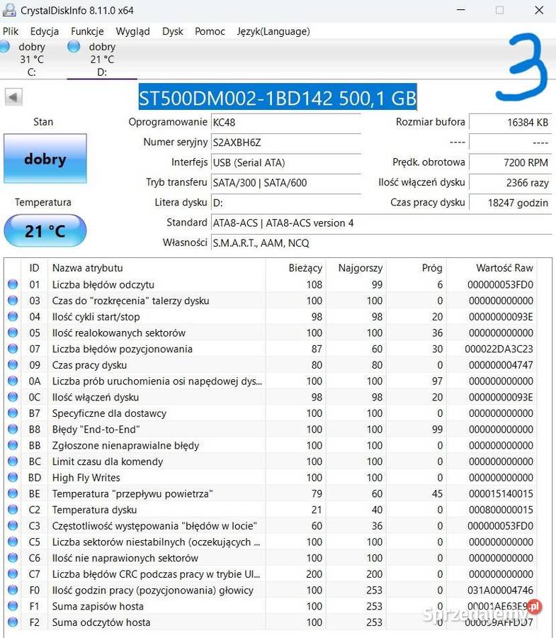 Dyski twarde Seagate 500GB ST500DM002 72K 16Mb Wieliczka