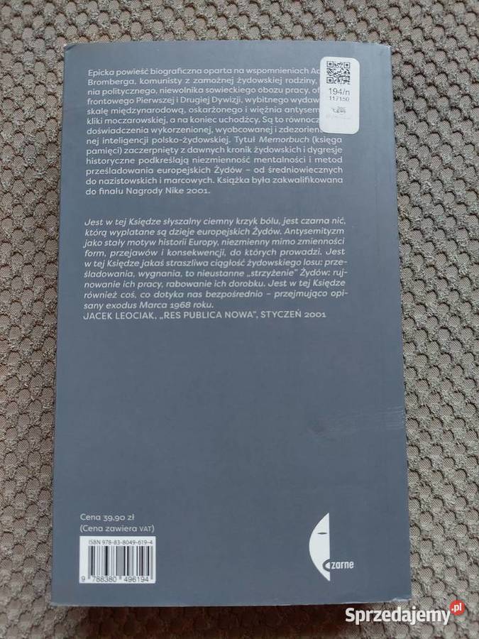 nowa Memorbuch Henryk Grynberg miękka Proza i poezja Kraków