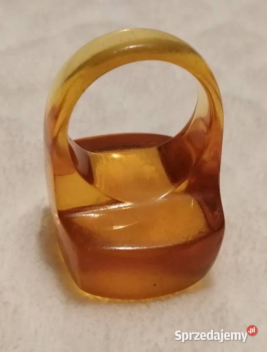Sygnet pierścień bursztynowy 18mm Biżuteria Czeladź