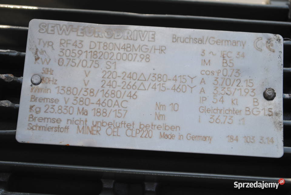 Motoreduktor kołnierzowy 075kw 38obrmin z Kargowa