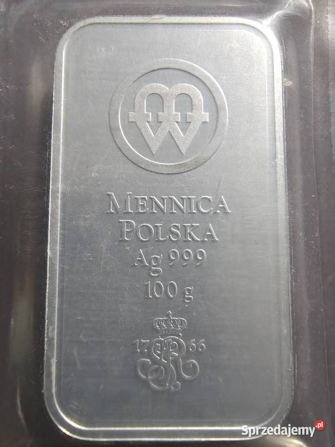 Sztabka srebra 100g Mennica Polska Ag 9999 Prałkowce