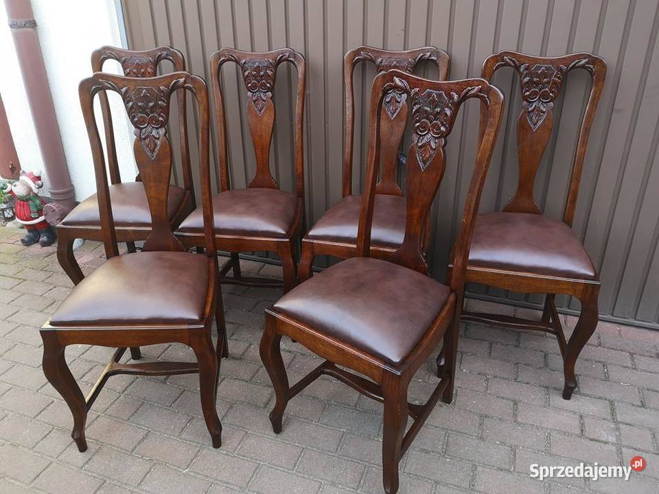 Krzesła Dębowe Wysokie Stare Antyk Komplet 6 Swarzędz