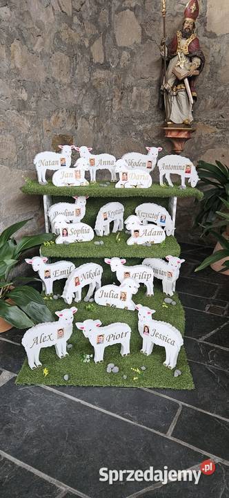 Owieczka z imieniem dziecka dekoracja Pierwsza Dobrzyca