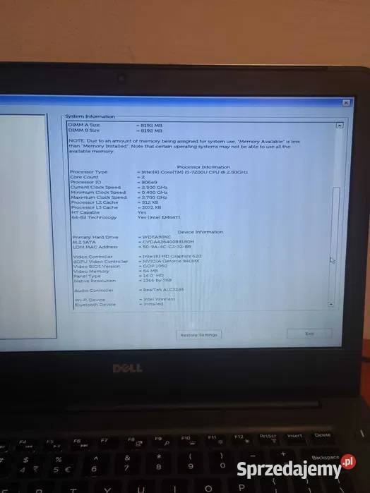 Dell Vostro 5468 14 HD i57200U 16GB 170GB SSD Kraków