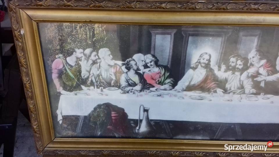 Stary obraz oleodruk Ostatnia wieczerza