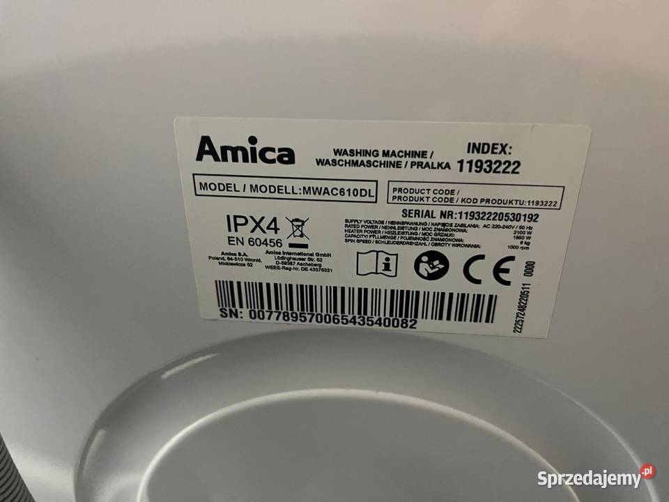 Pralka AMICA MWAC610DL Praktyczna 6 1000obrmin A Warszawa