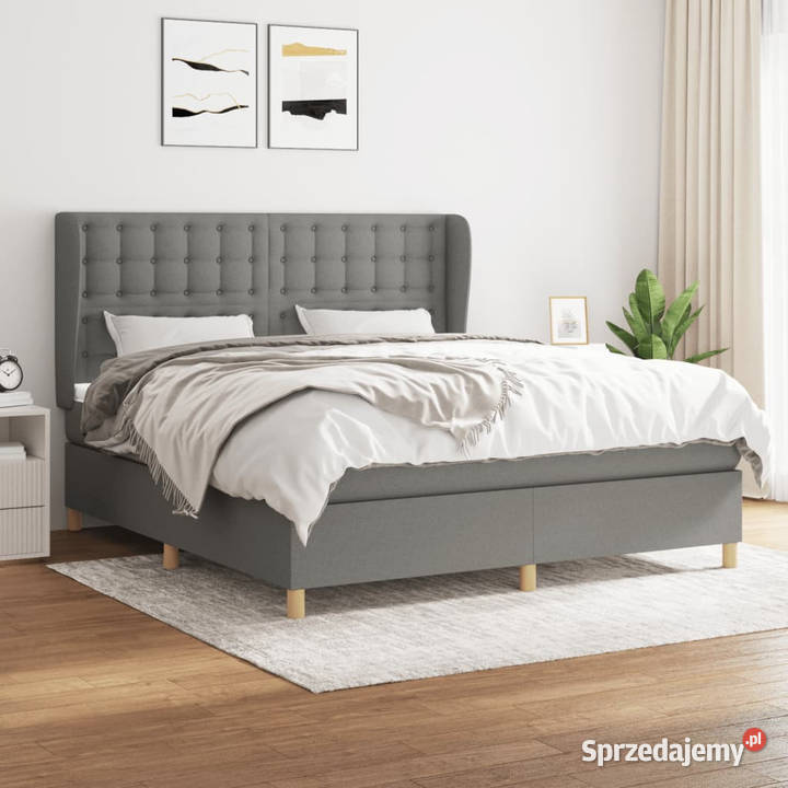 Łóżko kontynentalne z materacem ciemnoszara 128cm sprzedam