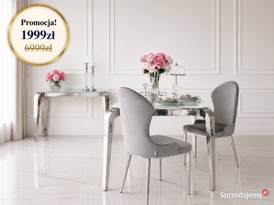 Stół ELITE Glamour Nowoczesny Srebrny 90cm Stoły mazowieckie Warszawa