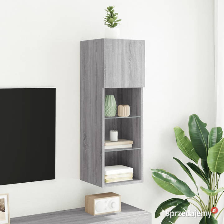 Szafka TV z LED szary dąb sonoma 305x30x90 Warszawa
