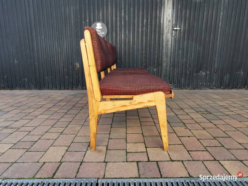 Ława rozkładana Czechosłowacja 60 design PRL tkanina śląskie Pogórze