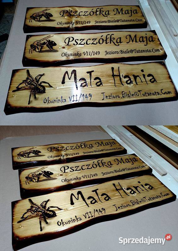 wypalanie na drewnie tablice drewniane szyldy Andrychów sprzedam