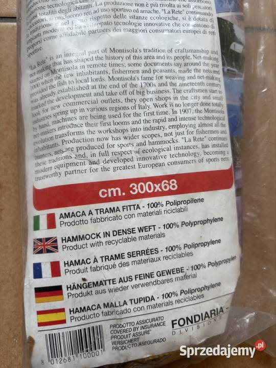 Hamak włoski siatkowy nowy na działkę wakacje