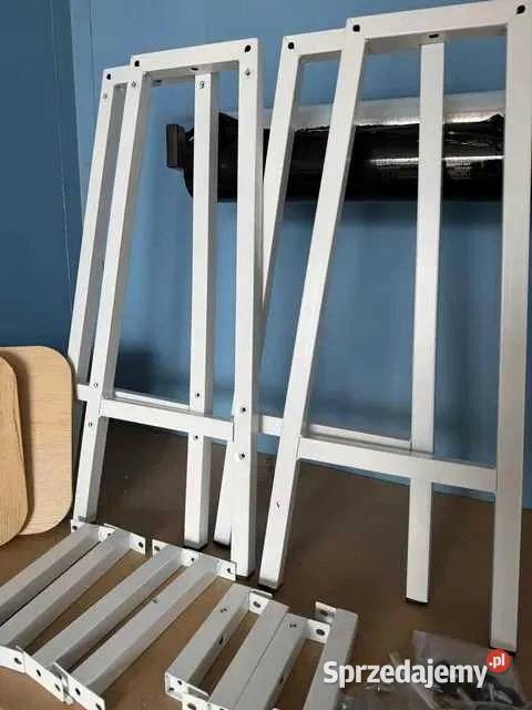 Hoker metalowy biały loft 70 siedzisko drewno Dom i Ogród Głuchów Górny