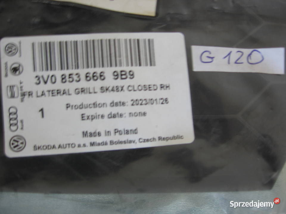 3V08536669B9 Skoda Superb 3 Kratka zderzaka mazowieckie Warszawa