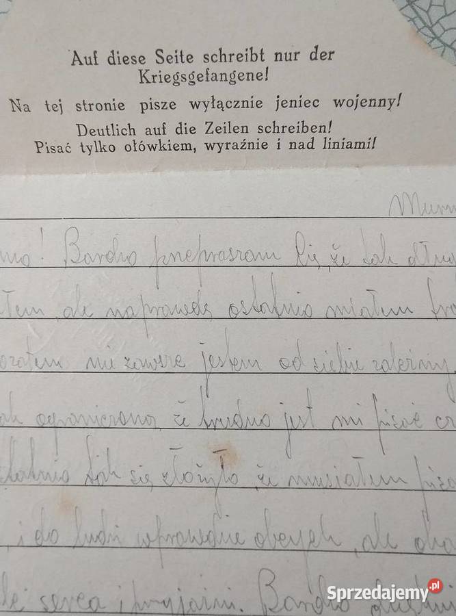 List oficera Wojska Polskiego z niewoli Żory sprzedam