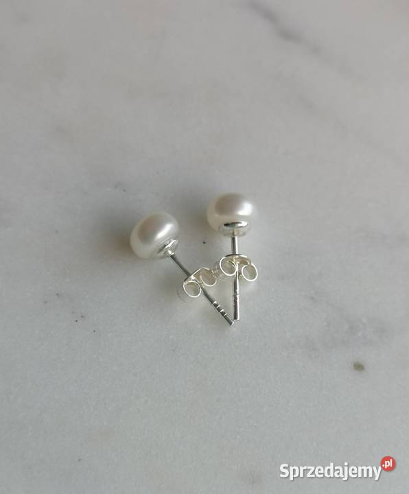 kolczyki z białą perłą 25 e srebro Kolczyki