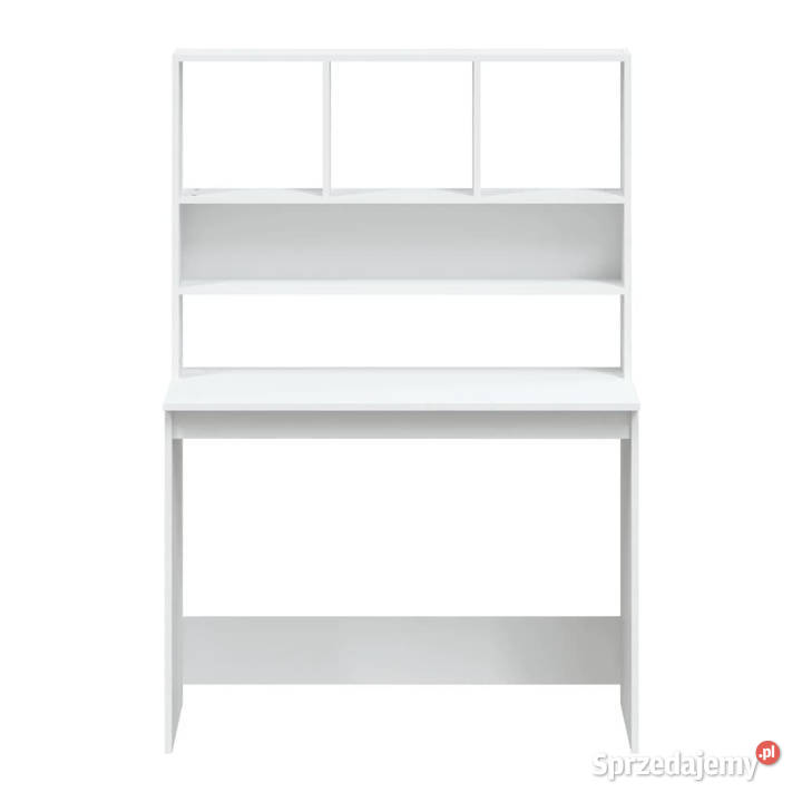 Biurko z półkami białe 102x45x148 materiał Warszawa