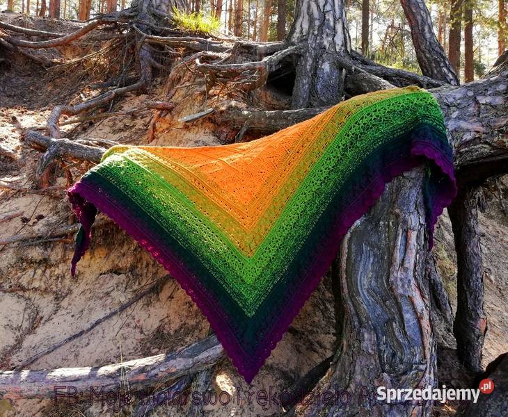 Chusta ombre w kolorach jesieni rękodzieło na Skarżysko-Kamienna