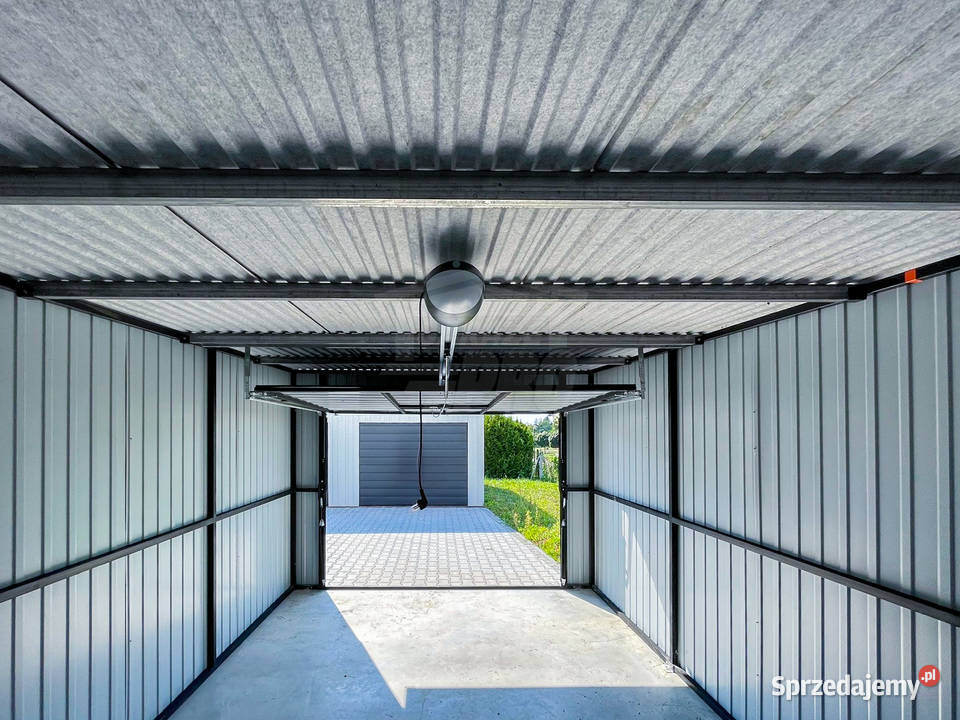 Rząd garaży 28x55m 7x bramy uchylne dach spad w Turek