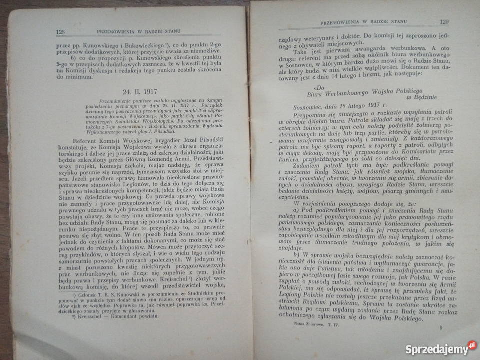 Pisma zbiorowe Józef Piłsudski z 1937r Dąbrowa Górnicza