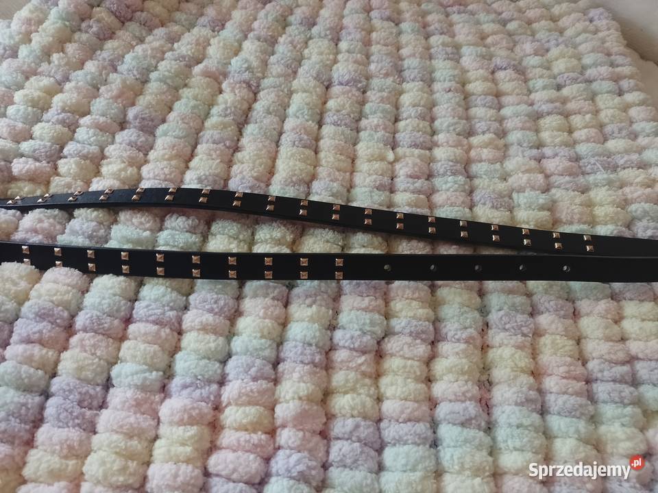 Bogato zdobiony Czarny pasek z dżetami pas czarny Kraków