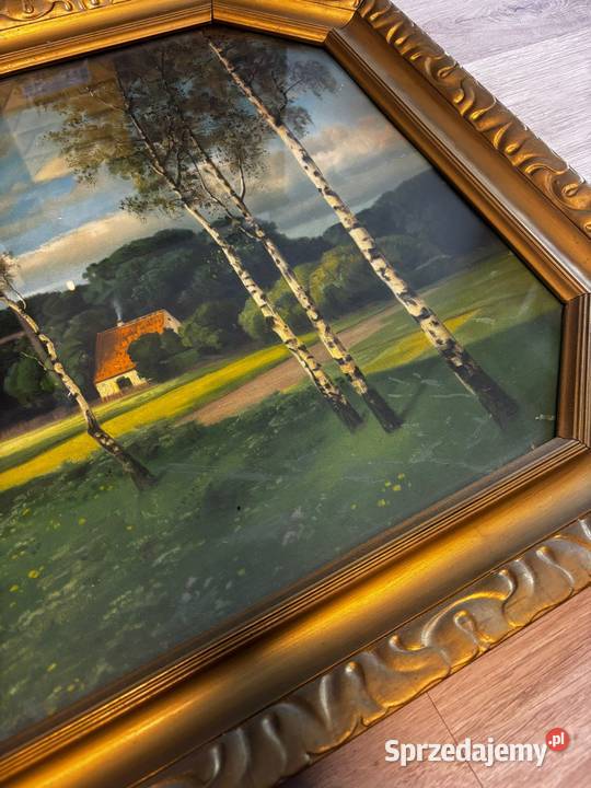 Obraz duży 120 złota rama Siedlisko