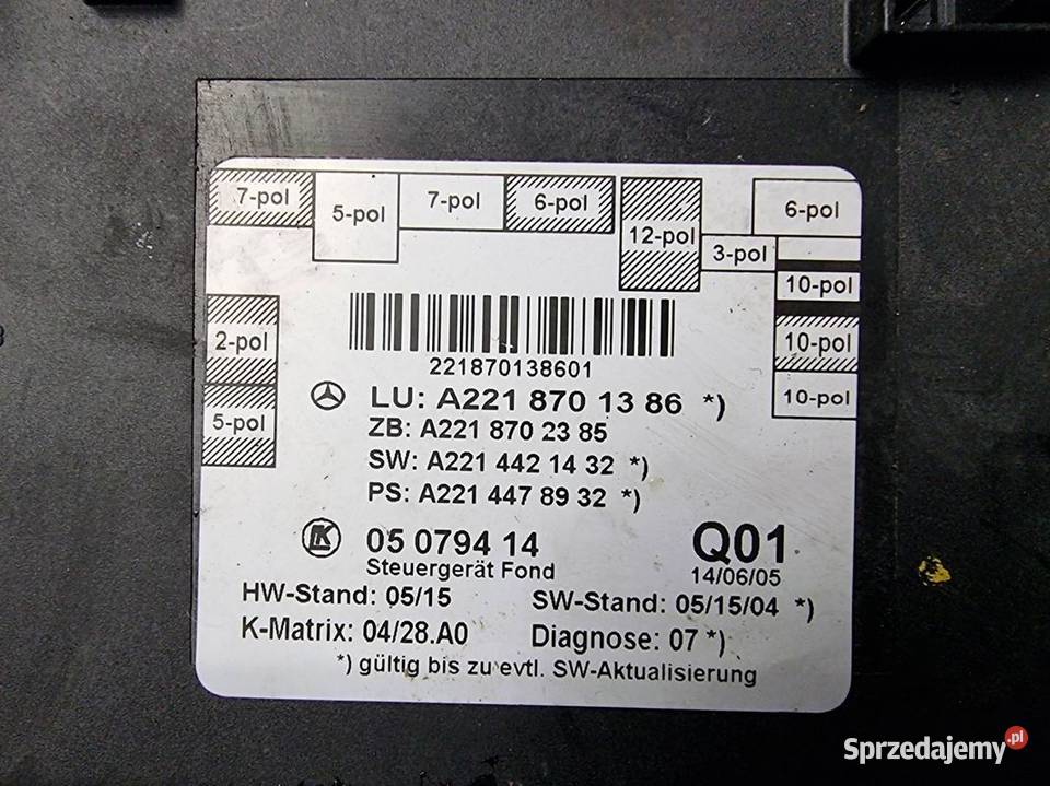 MODUŁ MERCEDES W221 S350 A2218701386 osobowe Lipno sprzedam