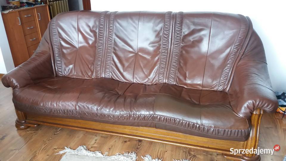 Dębowa Sofa Kanapa Skóra 225 160