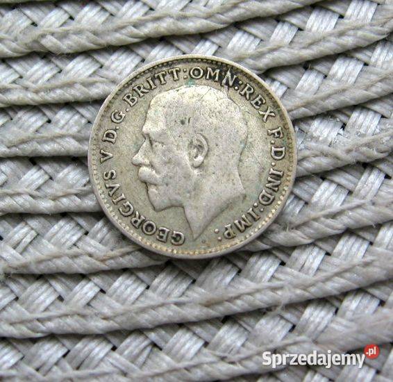 Wielka Brytania 3 Pensy 1921r SREBRO wielkopolskie Kalisz