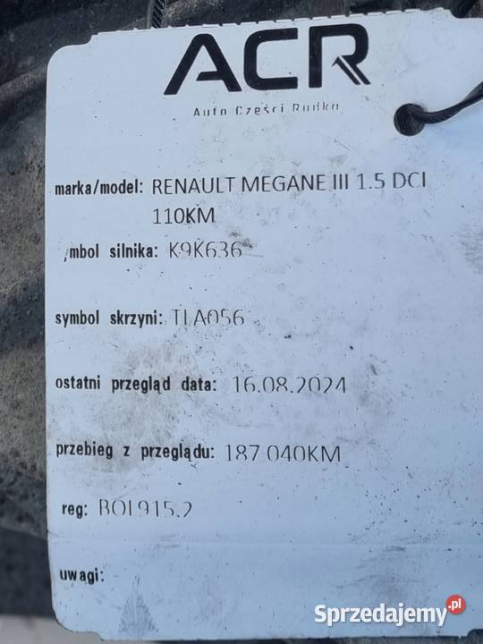 Renault Scenic III 15 DCI SKRZYNIA BIEGÓW lubelskie Rudka